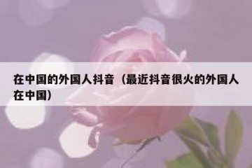 在中国的外国人抖音（最近抖音很火的外国人在中国）
