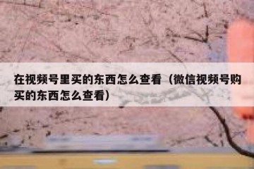 在视频号里买的东西怎么查看（微信视频号购买的东西怎么查看）