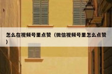 怎么在视频号里点赞（微信视频号里怎么点赞）