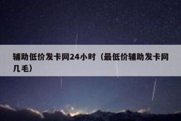 辅助低价发卡网24小时（最低价辅助发卡网几毛）