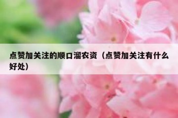 点赞加关注的顺口溜农资（点赞加关注有什么好处）