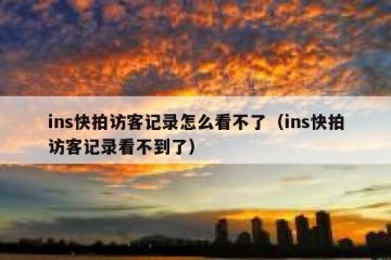 ins快拍访客记录怎么看不了（ins快拍访客记录看不到了）