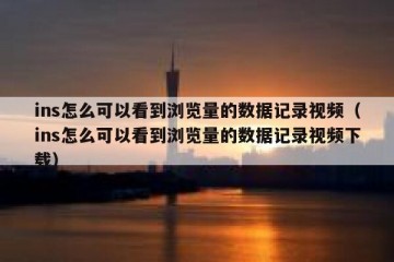 ins怎么可以看到浏览量的数据记录视频（ins怎么可以看到浏览量的数据记录视频下载）