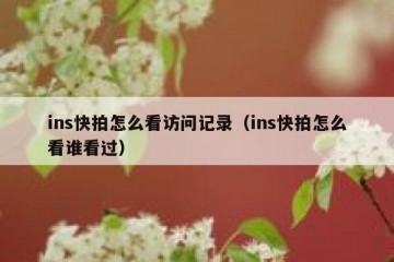 ins快拍怎么看访问记录（ins快拍怎么看谁看过）