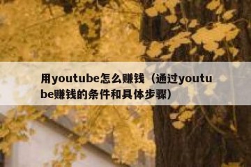 用youtube怎么赚钱（通过youtube赚钱的条件和具体步骤）