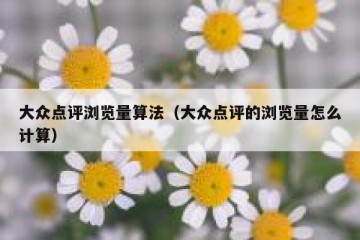 大众点评浏览量算法（大众点评的浏览量怎么计算）