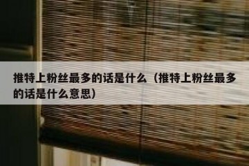 推特上粉丝最多的话是什么（推特上粉丝最多的话是什么意思）