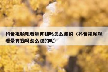 抖音视频观看量有钱吗怎么赚的（抖音视频观看量有钱吗怎么赚的呢）