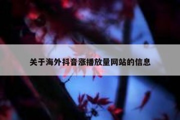 关于海外抖音涨播放量网站的信息