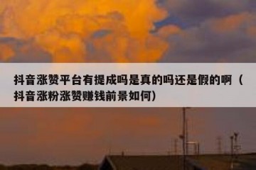抖音涨赞平台有提成吗是真的吗还是假的啊（抖音涨粉涨赞赚钱前景如何）