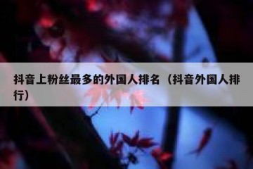 抖音上粉丝最多的外国人排名（抖音外国人排行）
