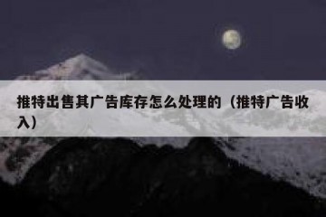 推特出售其广告库存怎么处理的（推特广告收入）