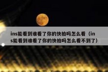ins能看到谁看了你的快拍吗怎么看（ins能看到谁看了你的快拍吗怎么看不到了）