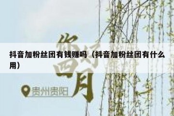 抖音加粉丝团有钱赚吗（抖音加粉丝团有什么用）