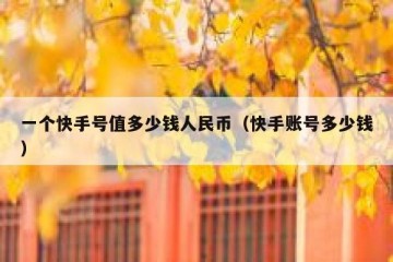 一个快手号值多少钱人民币（快手账号多少钱）