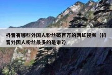 抖音有哪些外国人粉丝破百万的网红视频（抖音外国人粉丝最多的是谁?）