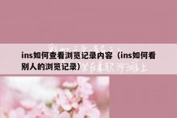 ins如何查看浏览记录内容（ins如何看别人的浏览记录）