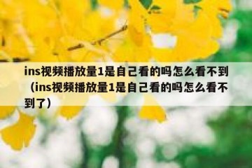 ins视频播放量1是自己看的吗怎么看不到（ins视频播放量1是自己看的吗怎么看不到了）