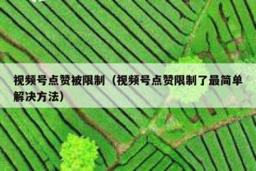 视频号点赞被限制（视频号点赞限制了最简单解决方法）