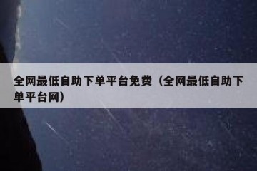 全网最低自助下单平台免费（全网最低自助下单平台网）