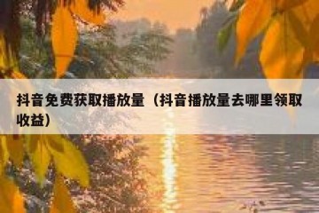 抖音免费获取播放量（抖音播放量去哪里领取收益）