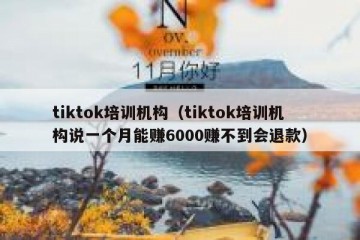 tiktok培训机构（tiktok培训机构说一个月能赚6000赚不到会退款）