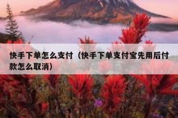 快手下单怎么支付（快手下单支付宝先用后付款怎么取消）