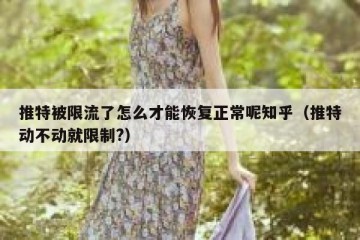 推特被限流了怎么才能恢复正常呢知乎（推特动不动就限制?）