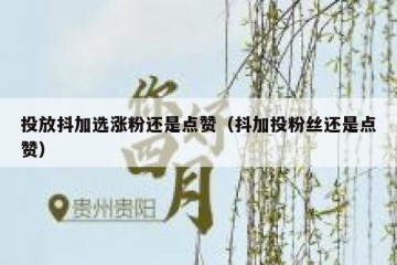 投放抖加选涨粉还是点赞（抖加投粉丝还是点赞）