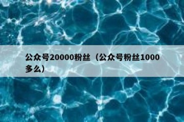 公众号20000粉丝（公众号粉丝1000多么）