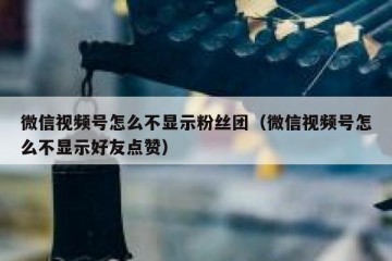 微信视频号怎么不显示粉丝团（微信视频号怎么不显示好友点赞）