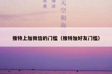 推特上加微信的门槛（推特加好友门槛）