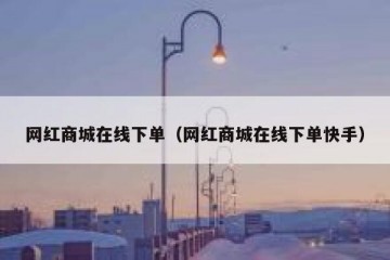 网红商城在线下单（网红商城在线下单快手）