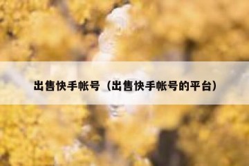 出售快手帐号（出售快手帐号的平台）