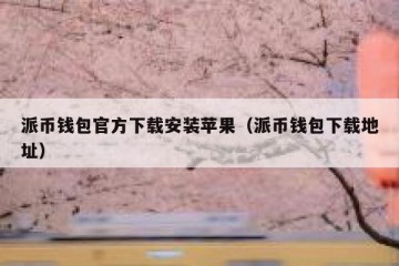 派币钱包官方下载安装苹果（派币钱包下载地址）