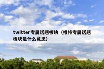 twitter专属话题板块（推特专属话题板块是什么意思）