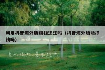 利用抖音海外版赚钱违法吗（抖音海外版能挣钱吗）