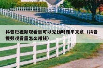 抖音短视频观看量可以充钱吗知乎文章（抖音视频观看量怎么赚钱）