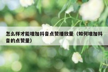 怎么样才能增加抖音点赞播放量（如何增加抖音的点赞量）