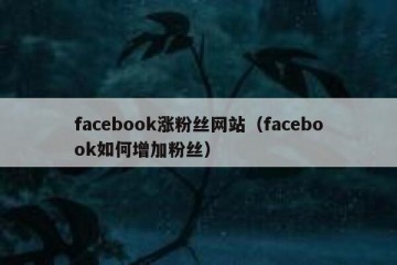 facebook涨粉丝网站（facebook如何增加粉丝）