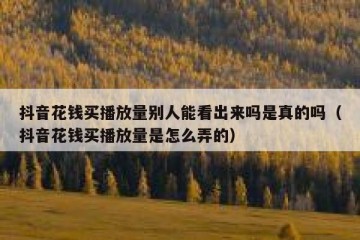 抖音花钱买播放量别人能看出来吗是真的吗（抖音花钱买播放量是怎么弄的）