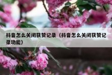 抖音怎么关闭获赞记录（抖音怎么关闭获赞记录功能）