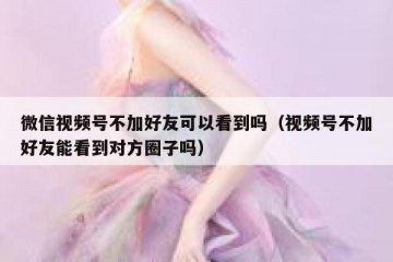 微信视频号不加好友可以看到吗（视频号不加好友能看到对方圈子吗）
