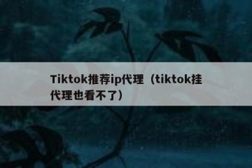 Tiktok推荐ip代理（tiktok挂代理也看不了）