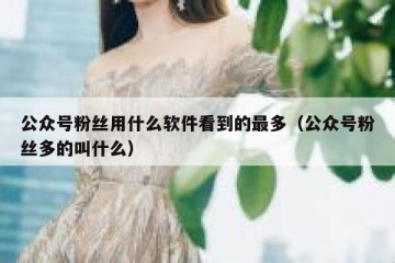 公众号粉丝用什么软件看到的最多（公众号粉丝多的叫什么）