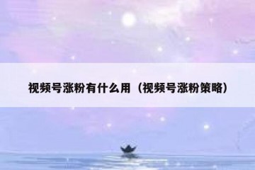 视频号涨粉有什么用（视频号涨粉策略）