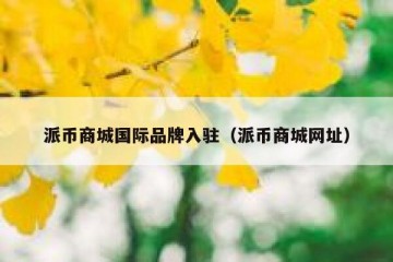 派币商城国际品牌入驻（派币商城网址）