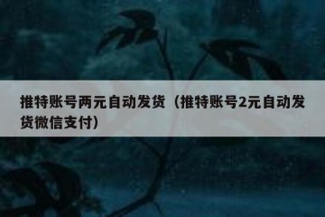 推特账号两元自动发货（推特账号2元自动发货微信支付）