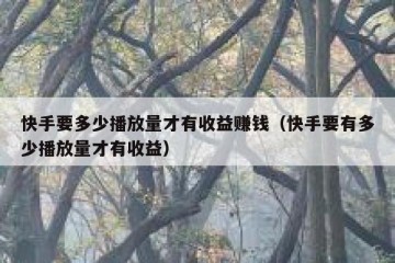 快手要多少播放量才有收益赚钱（快手要有多少播放量才有收益）