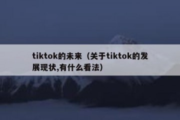 tiktok的未来（关于tiktok的发展现状,有什么看法）